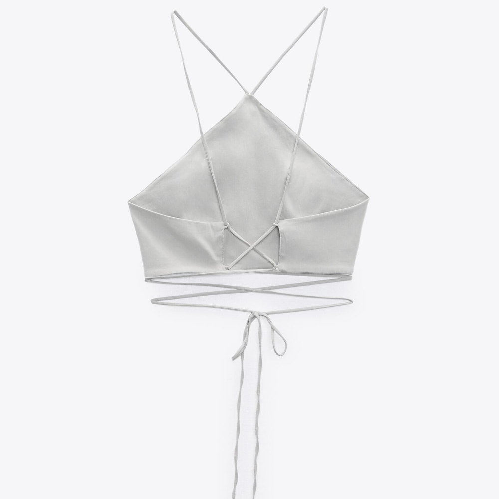 LINEN BLEND CROP TOP - Picture 5 of 7